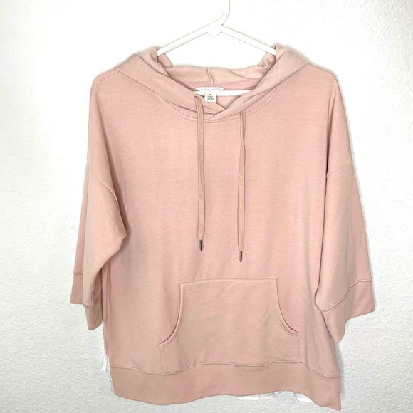 Caslon Blush Pink 3/4 Sleeve Sweatshirt Hoodie Womens size Medium - Picture 4 of 6